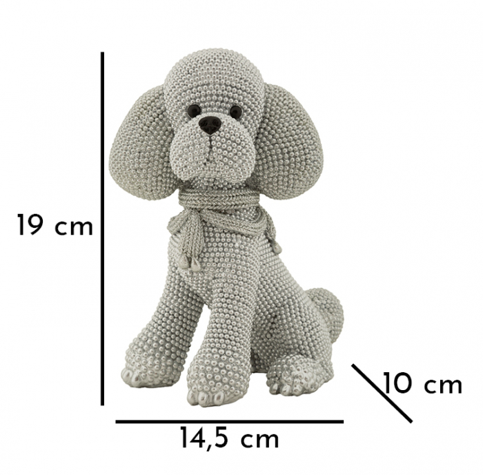 Statuetă cățel din rășină gri cu textură perlată – imagine principală [6]