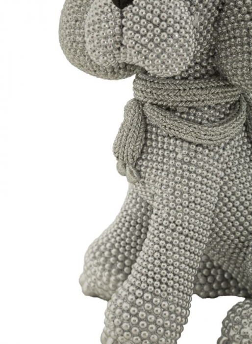 Statuetă cățel din rășină gri cu textură perlată – imagine principală [4]