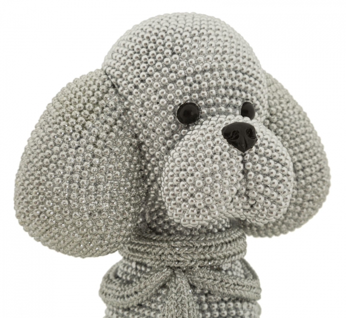 Statuetă cățel din rășină gri cu textură perlată – imagine principală [3]