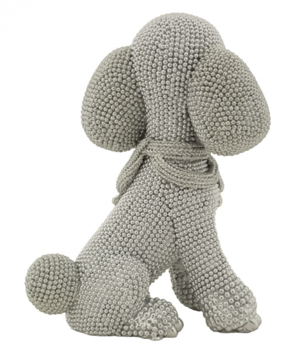 Statuetă cățel din rășină gri cu textură perlată – imagine principală [2]