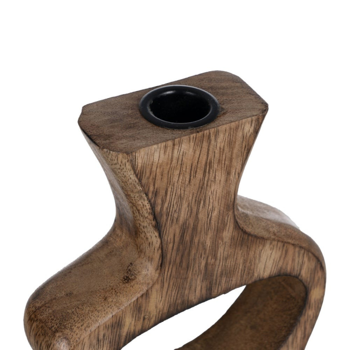 Set 2 suporturi pentru lumânări sculpturale din lemn de mango natural - CreativDeco [3]