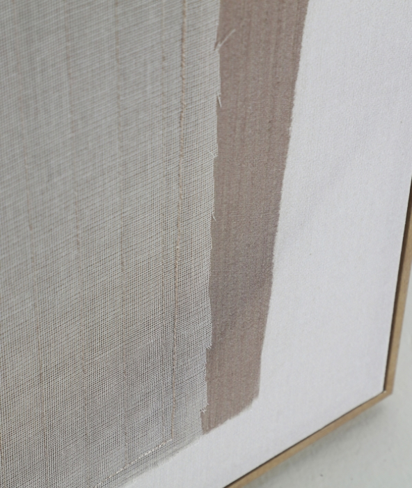 Set de 2 tablouri abstracte din panza in tonuri de maro cu insertii textile Auritz [6]