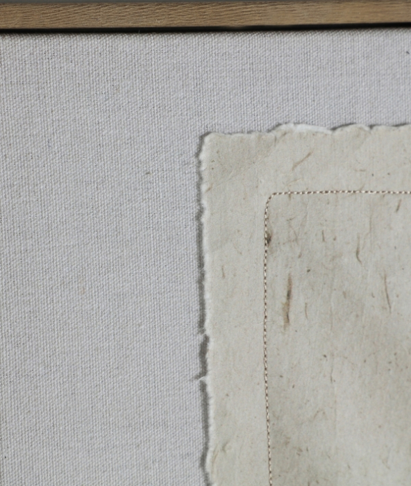 Set de 2 tablouri abstracte din panza in tonuri de maro cu insertii textile Auritz [4]