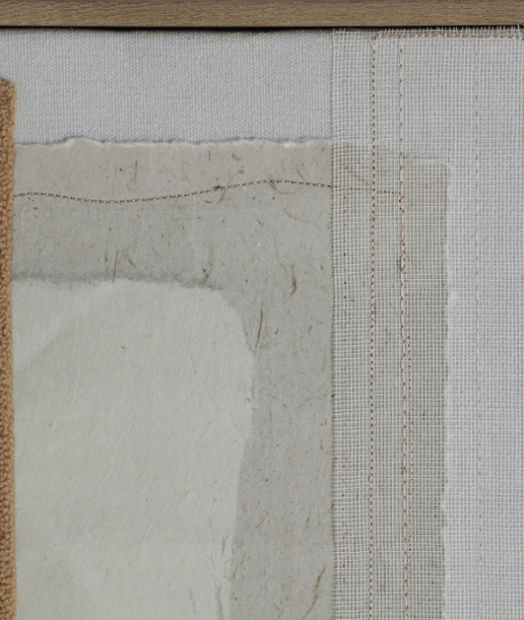 Set de 2 tablouri abstracte din panza in tonuri de maro cu insertii textile Auritz [5]