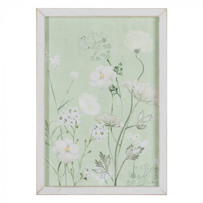 tablouri anemone flori alb-verde pastel ramă albă [3]