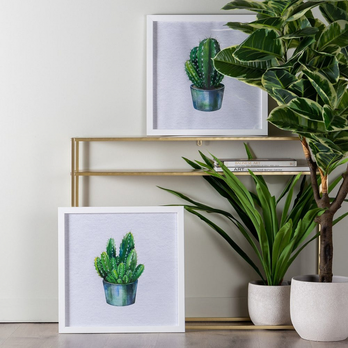 tablouri cactusi modern botanical turcoaz alb rame albe [10]