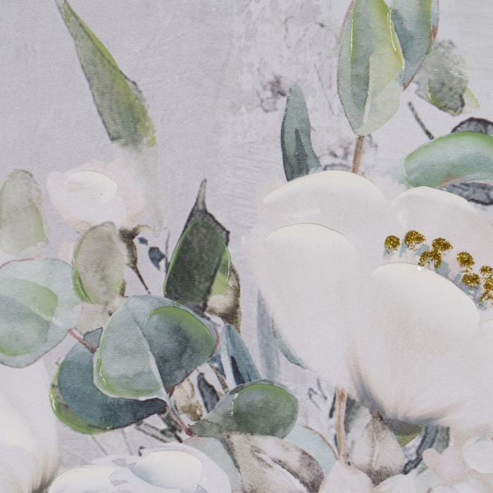 Set de 2 tablouri florale romantice pictate manual, rame aurii [7]