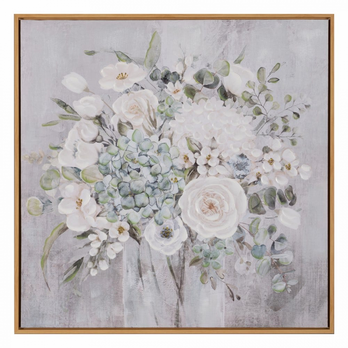 Set de 2 tablouri florale romantice pictate manual, rame aurii [2]