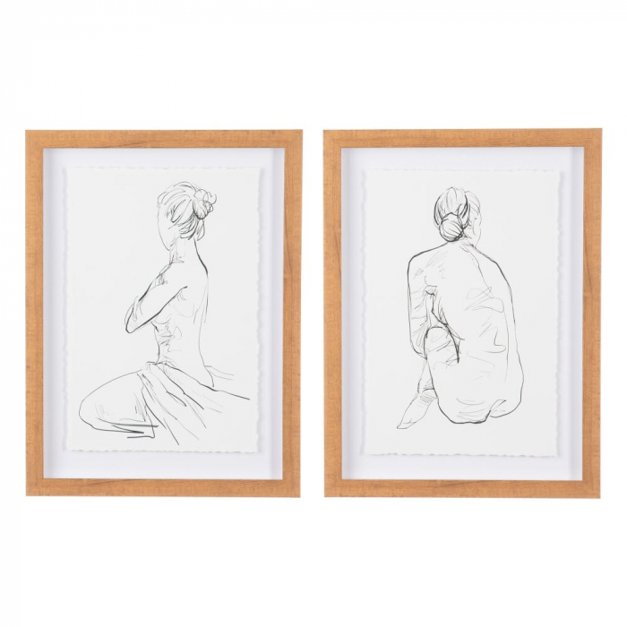 tablouri nud schiță rame lemn natur 30x40cm [1]