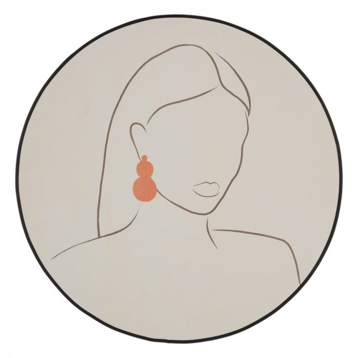 Set de 2 tablouri rotunde minimaliste cu siluete feminine, ramă neagră [3]