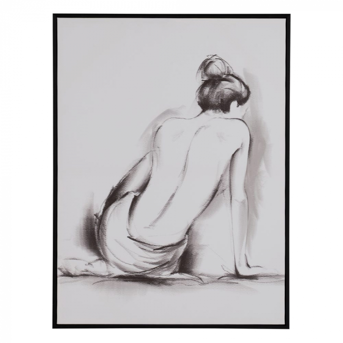 Set de 2 tablouri monocrome canvas siluete feminine, format vertical [3]