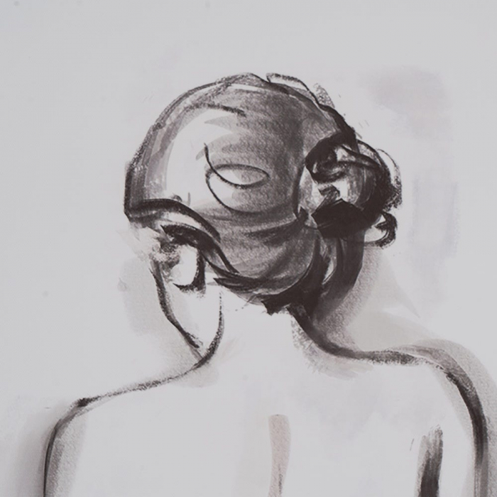 Set de 2 tablouri monocrome canvas siluete feminine, format vertical [4]