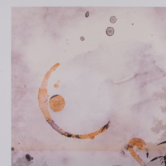 tablouri flamingo roz gri accente aurii rame negre 50x70cm [4]