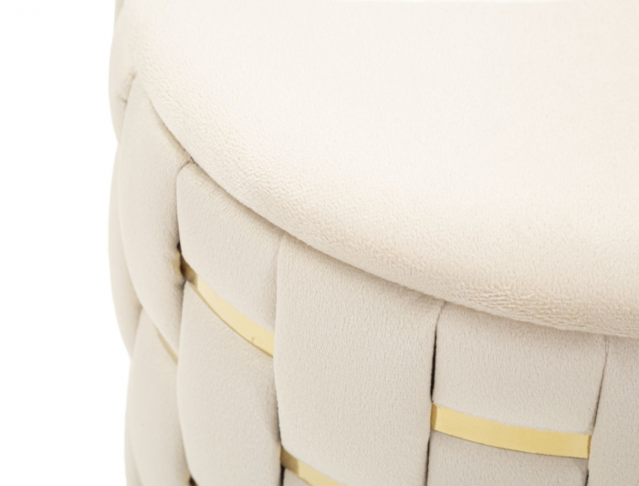 Taburet decorativ modern crem cu spațiu de depozitare și detalii aurii Shanty [6]