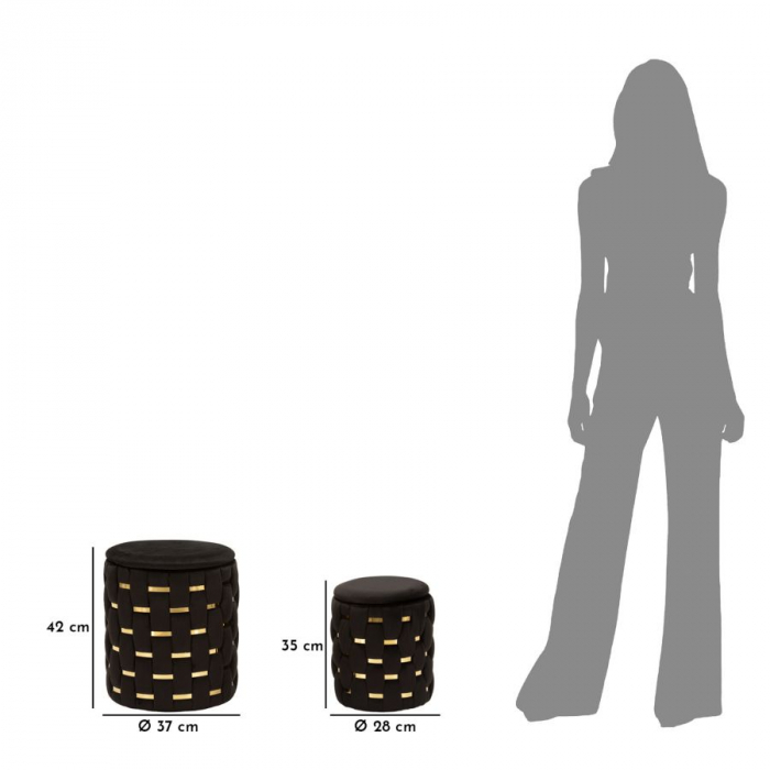 Taburet decorativ modern negru cu spațiu de depozitare și detalii aurii Shanty [10]