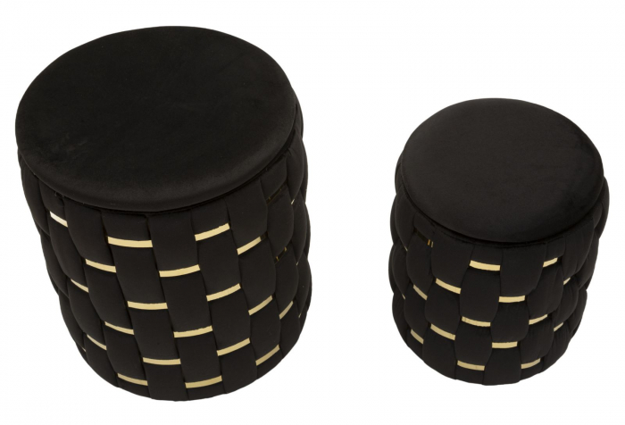 Taburet decorativ modern negru cu spațiu de depozitare și detalii aurii Shanty [2]