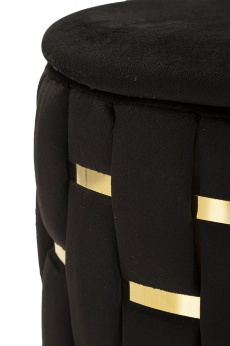 Taburet decorativ modern negru cu spațiu de depozitare și detalii aurii Shanty [5]
