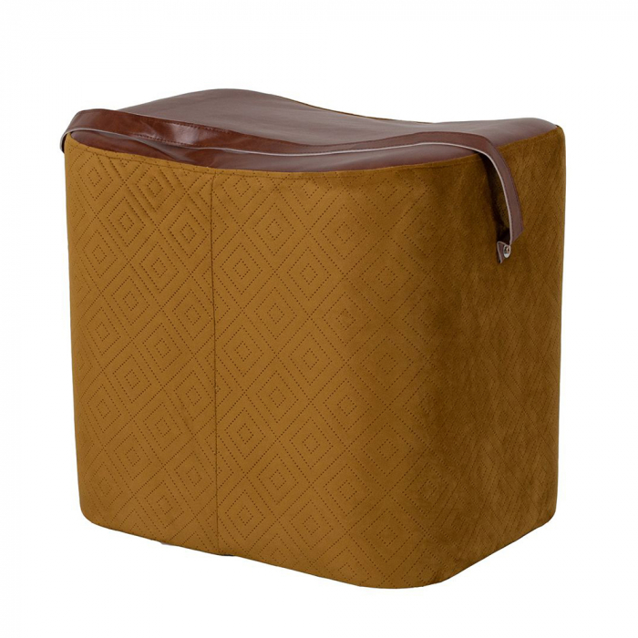 Set 2 taburete catifea aurii cu curea decor cowboy [2]
