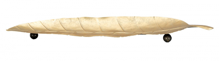 Set de două tăvi decorative Foglia Long din metal auriu [1]