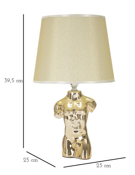 Set de două veioze Glam Man din ceramică aurie cu abajur cald [6]