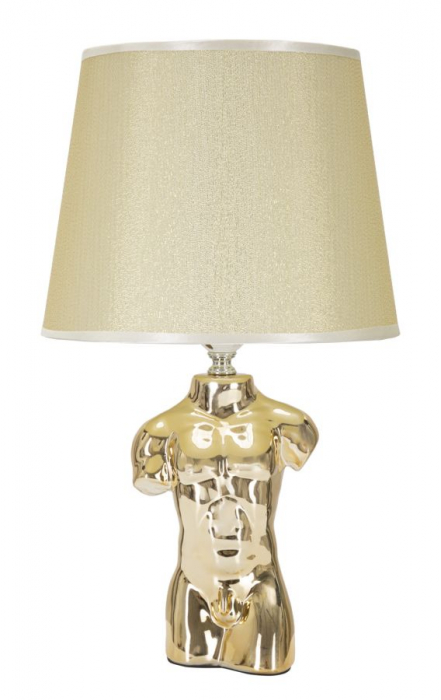 Set de două veioze Glam Man din ceramică aurie cu abajur cald [1]