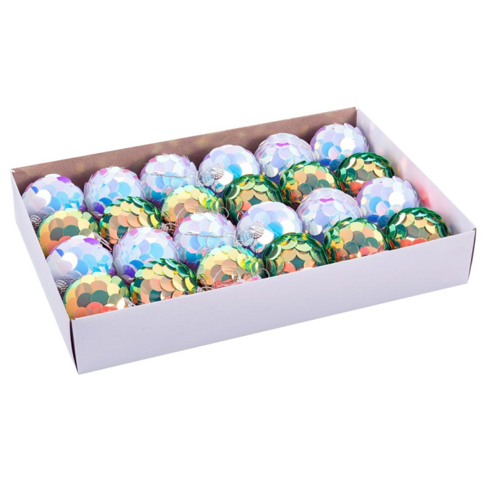 Set 24 globuri decorative solzi irizați multicolori Ixia [2]