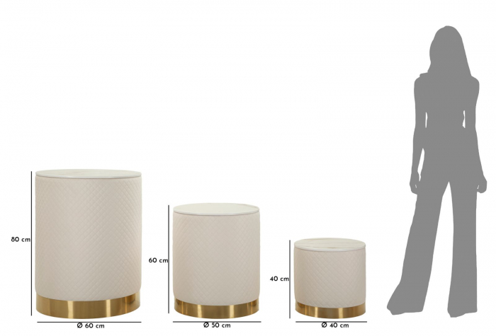 Masă de cafea cu spațiu depozitare crem set 3 măsuțe [10]
