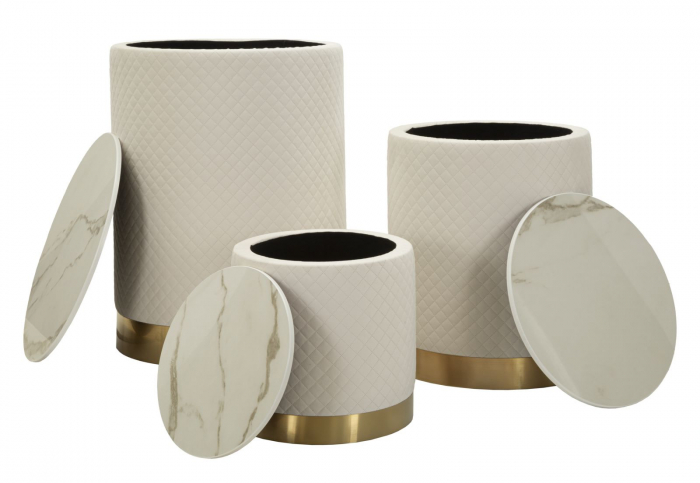 Masă de cafea cu spațiu depozitare crem set 3 măsuțe [7]