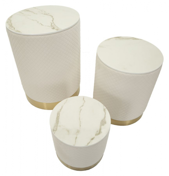 Masă de cafea cu spațiu depozitare crem set 3 măsuțe [3]