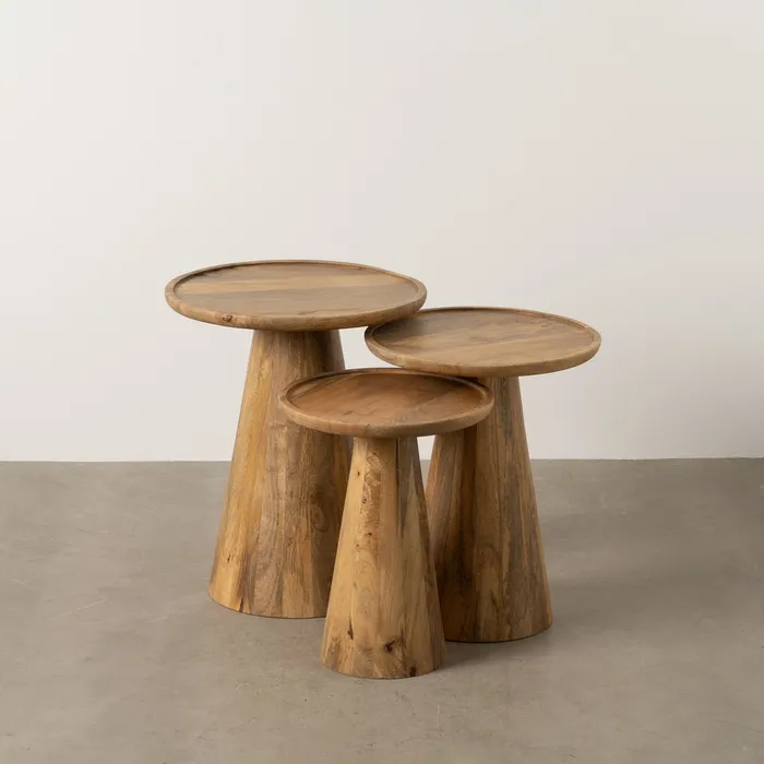 Set măsuțe mango miere, decor natural contemporan [1]