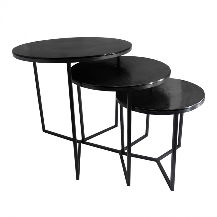 Mese laterale negre Aluin din aluminiu – set de 3 piese [1]