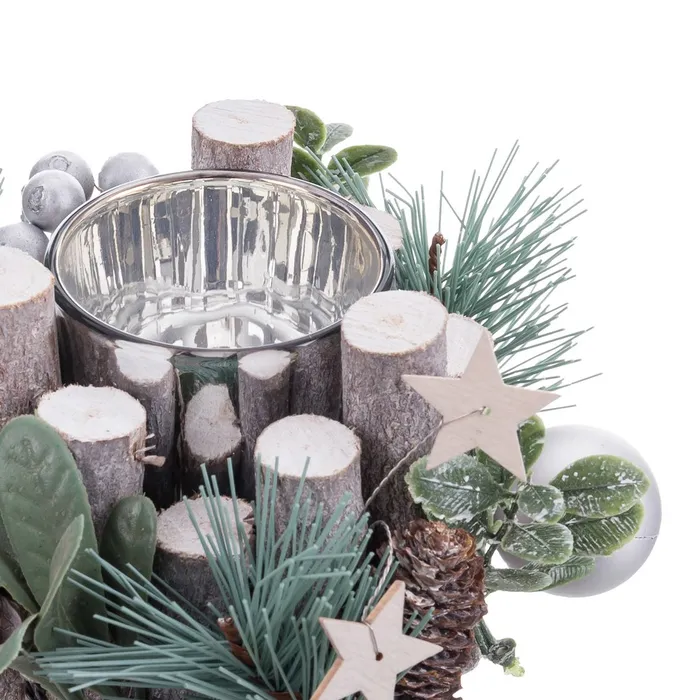 Set suporturi lumânări fibre naturale Crăciun|Decoruri festive rustice [2]