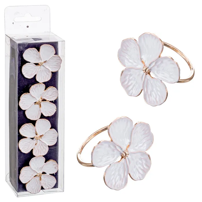 Inele pentru șervețele floare plastic alb Crăciun|Decoruri festive rafinate [1]
