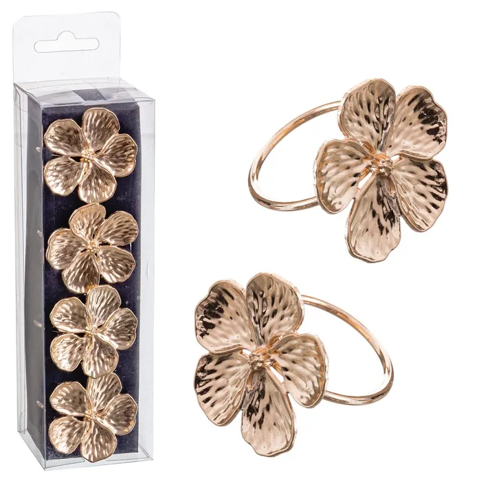 Inele pentru șervețele floare plastic auriu Crăciun|Decoruri festive elegante [1]