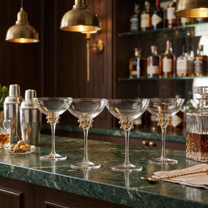 Pahare cocktail din sticlă cu accente aurii pentru un decor sofisticat [2]