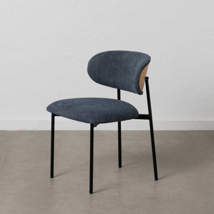 Set scaune albastre stofa si metal|Scaune moderne pentru interioare rafinate [1]