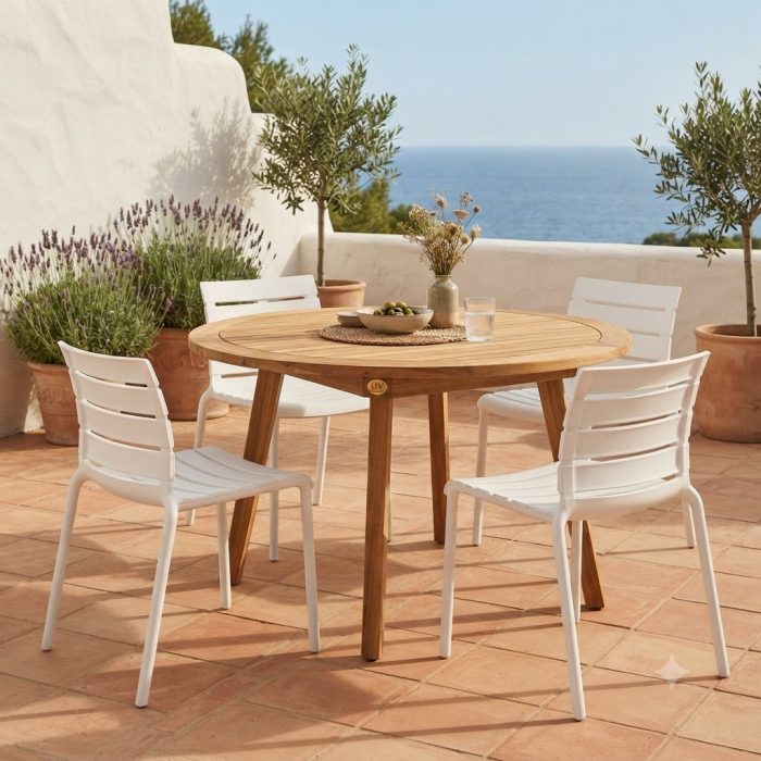 Set scaune albe polipropilenă design aerisit Horizontal [2]