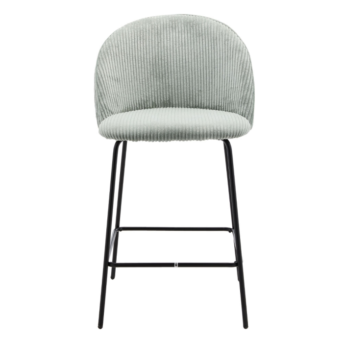 Set de 4 scaune de bar din stofă reiată verde deschis [2]