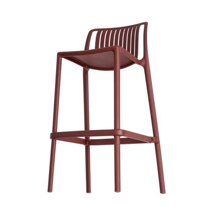 Set de 4 scaune de bar roșu bordo din polipropilenă pentru exterior design modern [7]