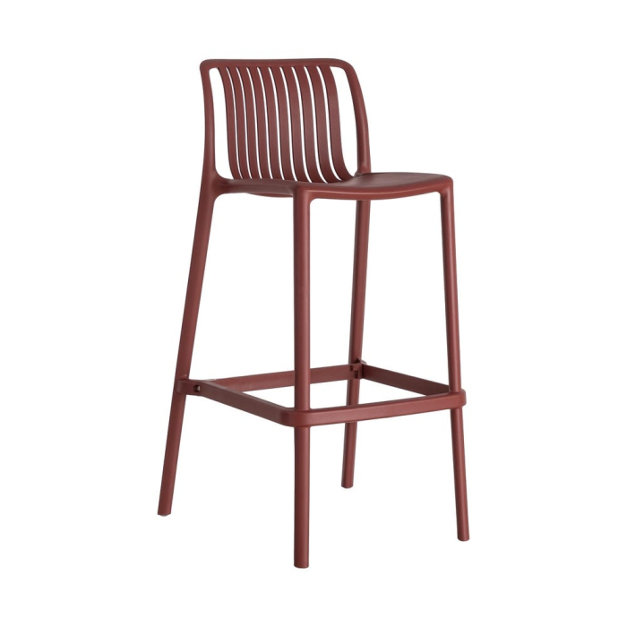 Set de 4 scaune de bar roșu bordo din polipropilenă pentru exterior design modern [11]