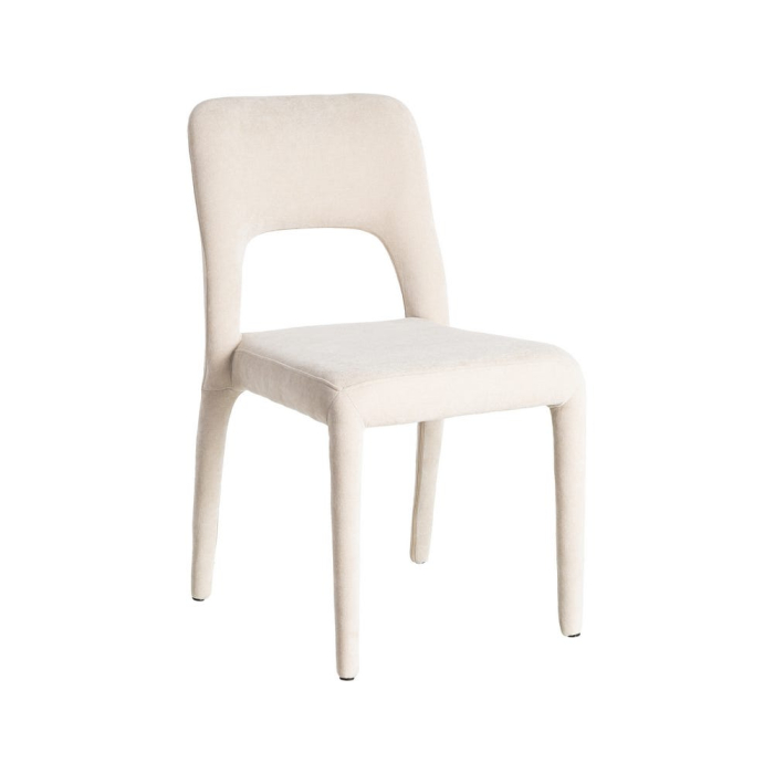 Set de 4 scaune de dining crem din stofă cu structură metalică [3]