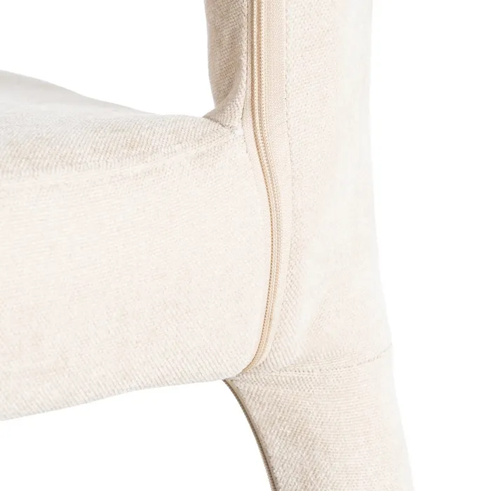 Set de 4 scaune de dining crem din stofă cu structură metalică [7]