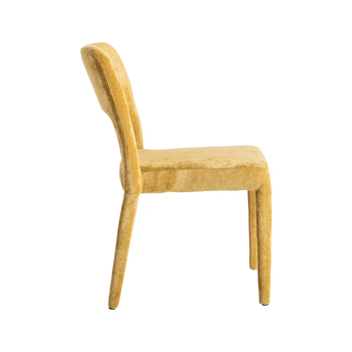 Set de 4 scaune de dining muștar din stofă cu structură metalică [4]