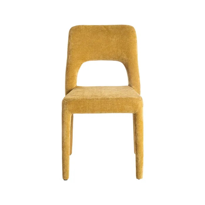 Set de 4 scaune de dining muștar din stofă cu structură metalică [3]