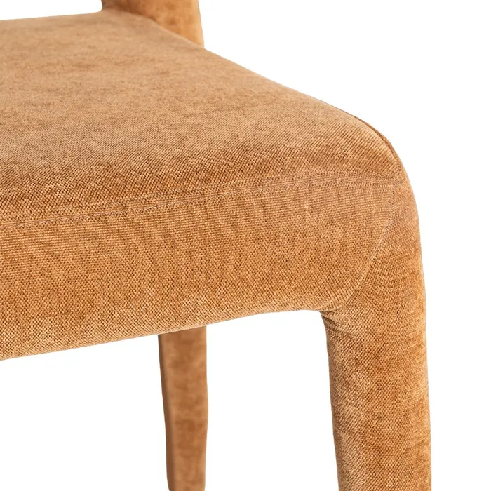 Set de 4 scaune de dining portocalii din stofă cu structură metalică [9]