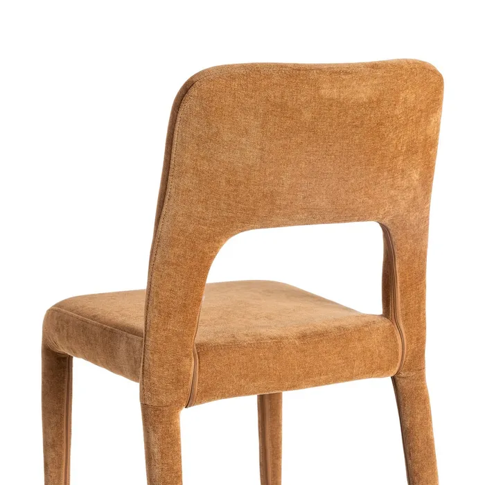 Set de 4 scaune de dining portocalii din stofă cu structură metalică [6]