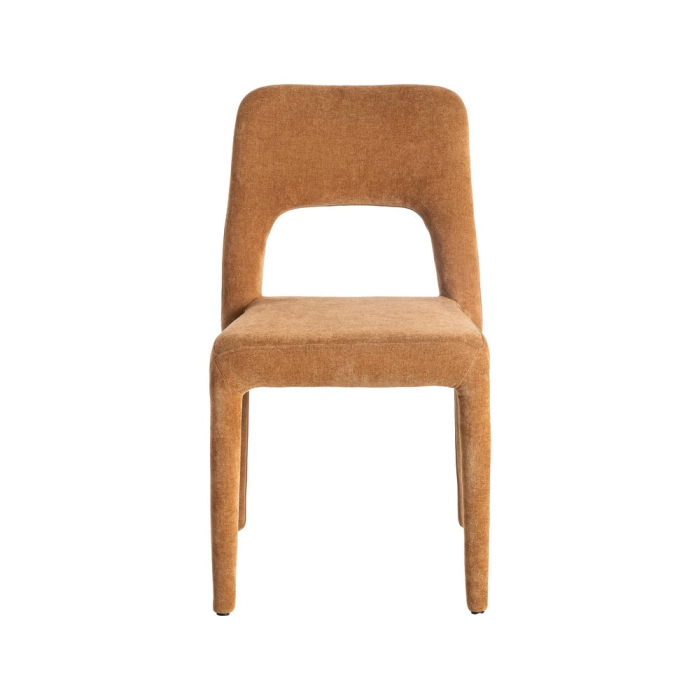 Set de 4 scaune de dining portocalii din stofă cu structură metalică [4]