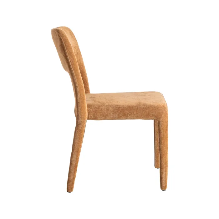 Set de 4 scaune de dining portocalii din stofă cu structură metalică [4]