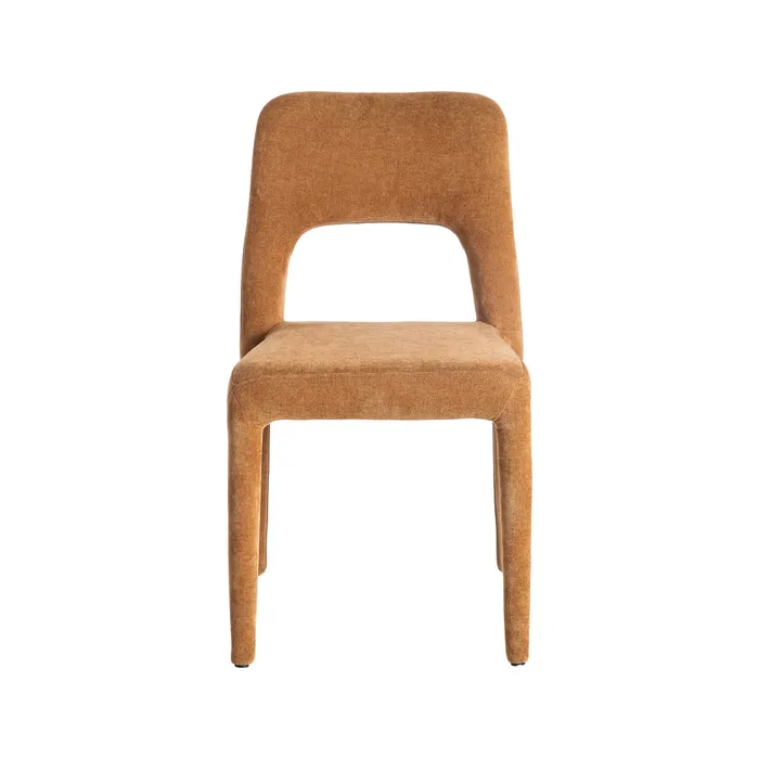 Set de 4 scaune de dining portocalii din stofă cu structură metalică [3]