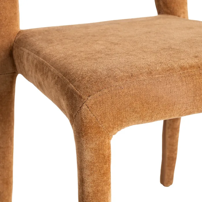 Set de 4 scaune de dining portocalii din stofă cu structură metalică [8]